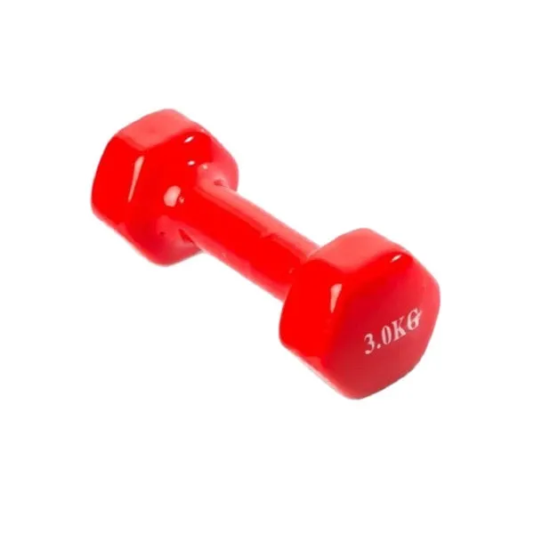 1 Piece Vinyl Dumbbell 3KG Red