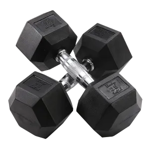 5-50 Pound Rubber Hex Dumbbell Set