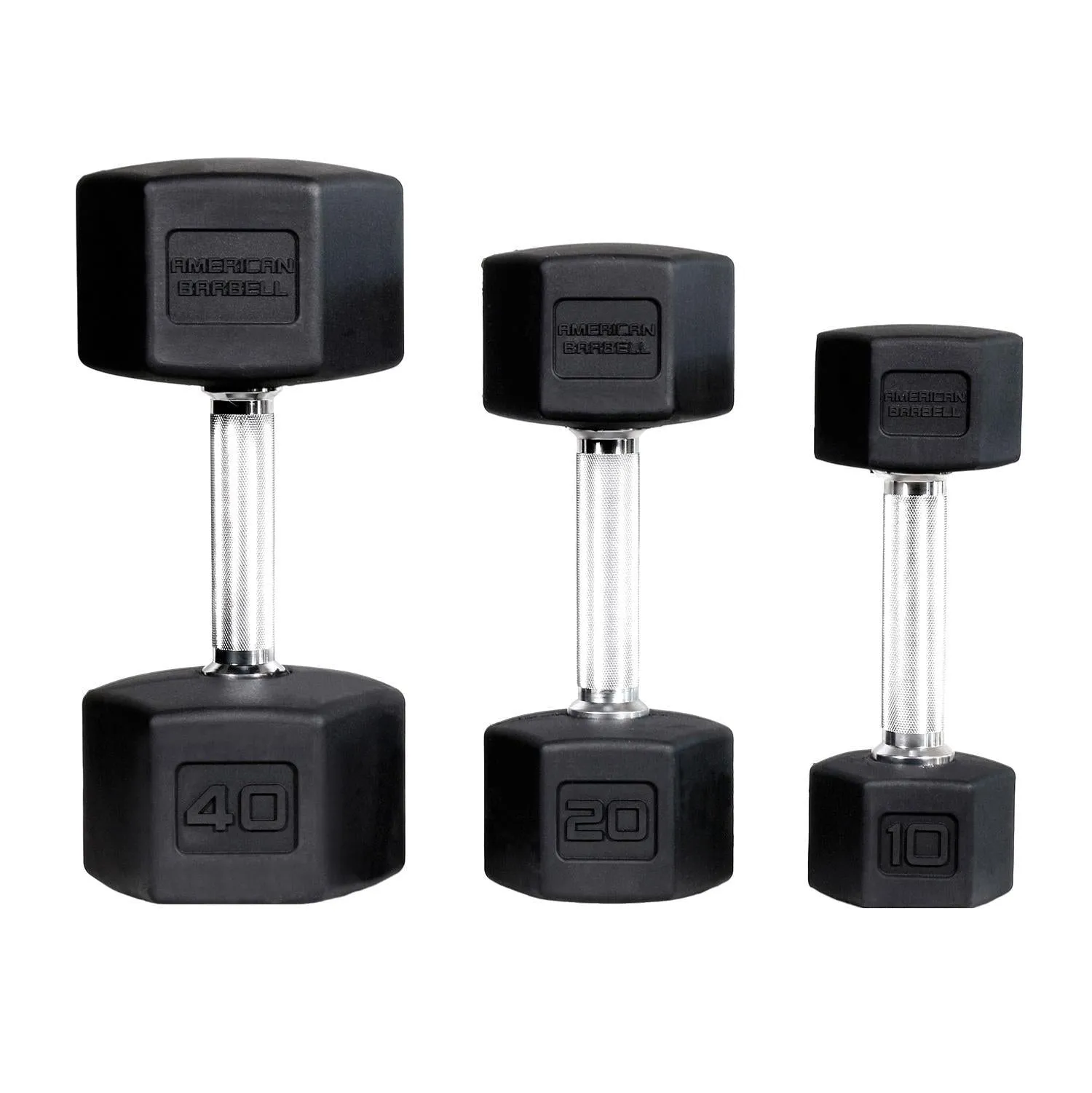 American Barbell Rubber Hex Dumbbells