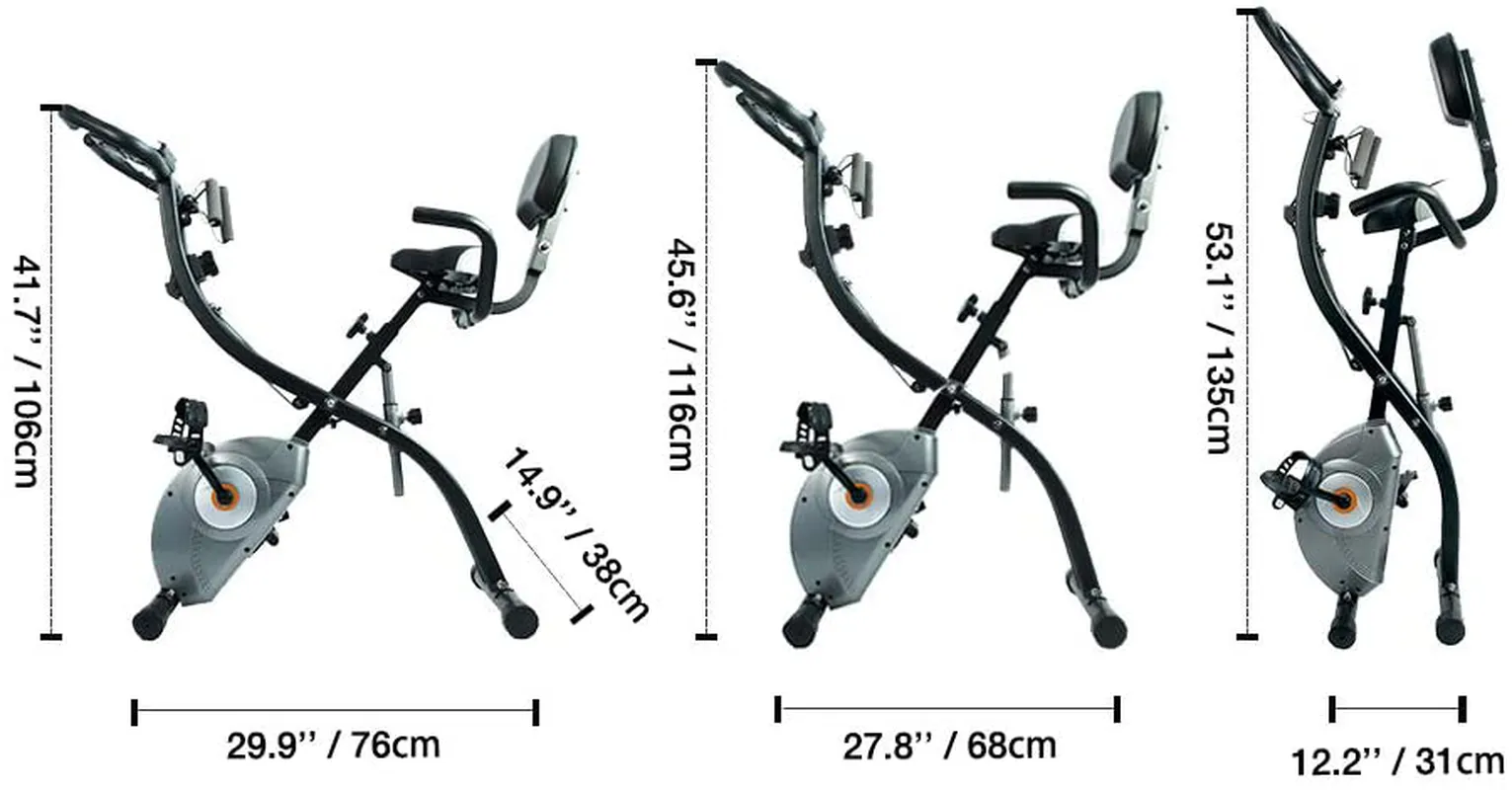 ATIVAFIT Stationary Exercise Bike Magnetic Upright Bike Monitor with Phone Holder, High Backrest, Adjustable Resistance Band for Arm