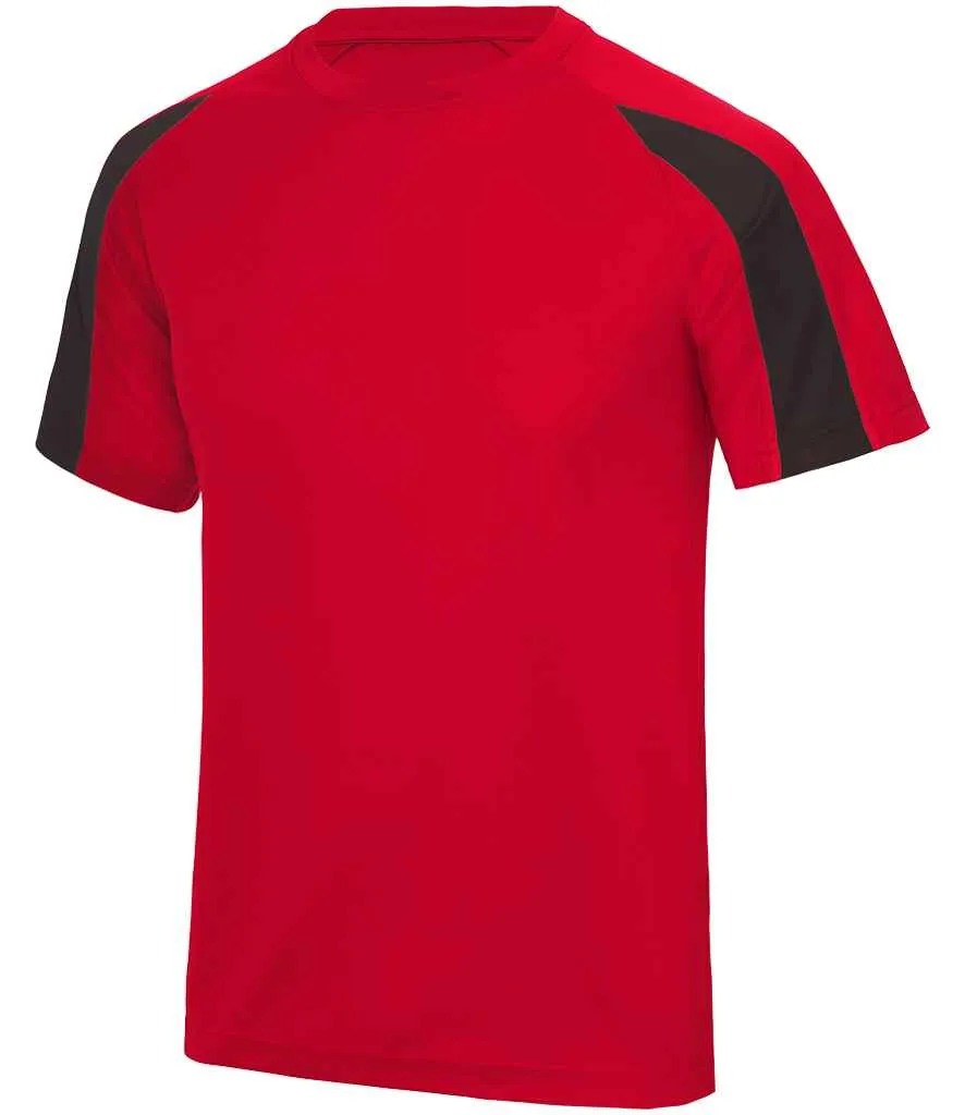 AWDis Cool Contrast Wicking T-Shirt | Fire Red/Jet Black