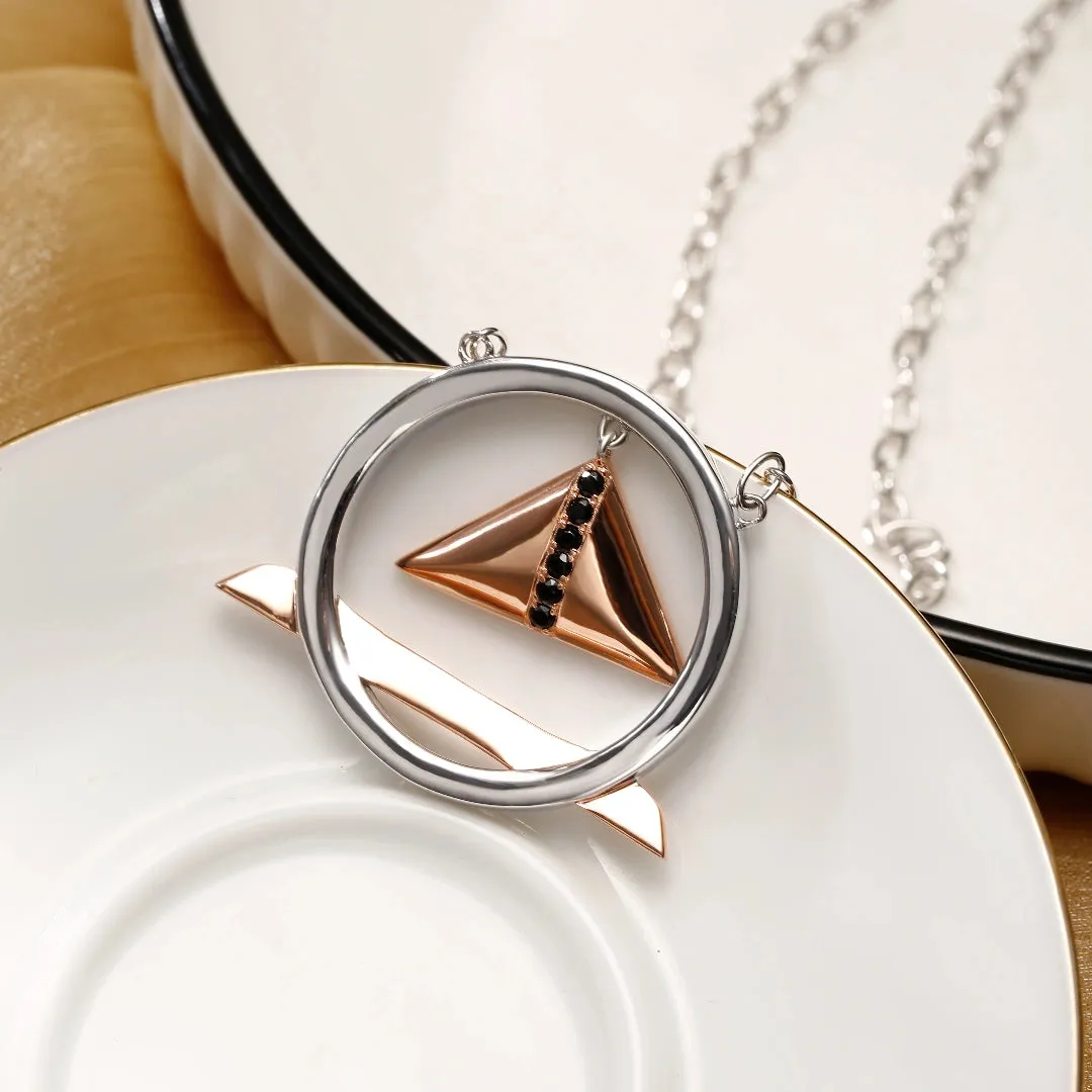 Black Cubic Zirconia Diamond Triangle Pendant Necklace Multiple Perspectives collection Designed by Alexandra Baltazar