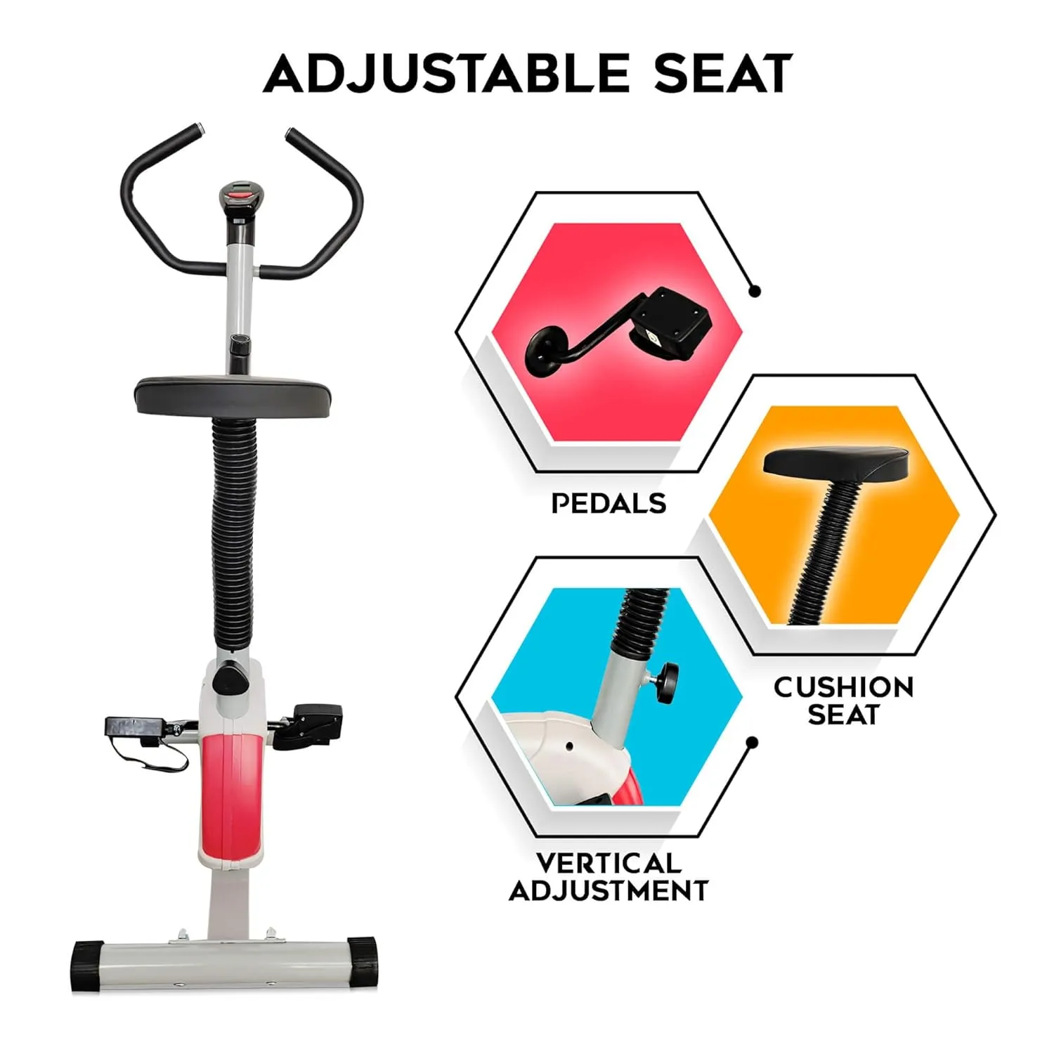 BU-200-AL156 Premiun Upright Exercise Bike for Home Use |HDR foam grip |Comfortable Cusion Seat |Adjustable Height |Exercise Cycle?Max User Wt.100kg |1 PC Crank ? DIY(DO IT YOURSELF)White