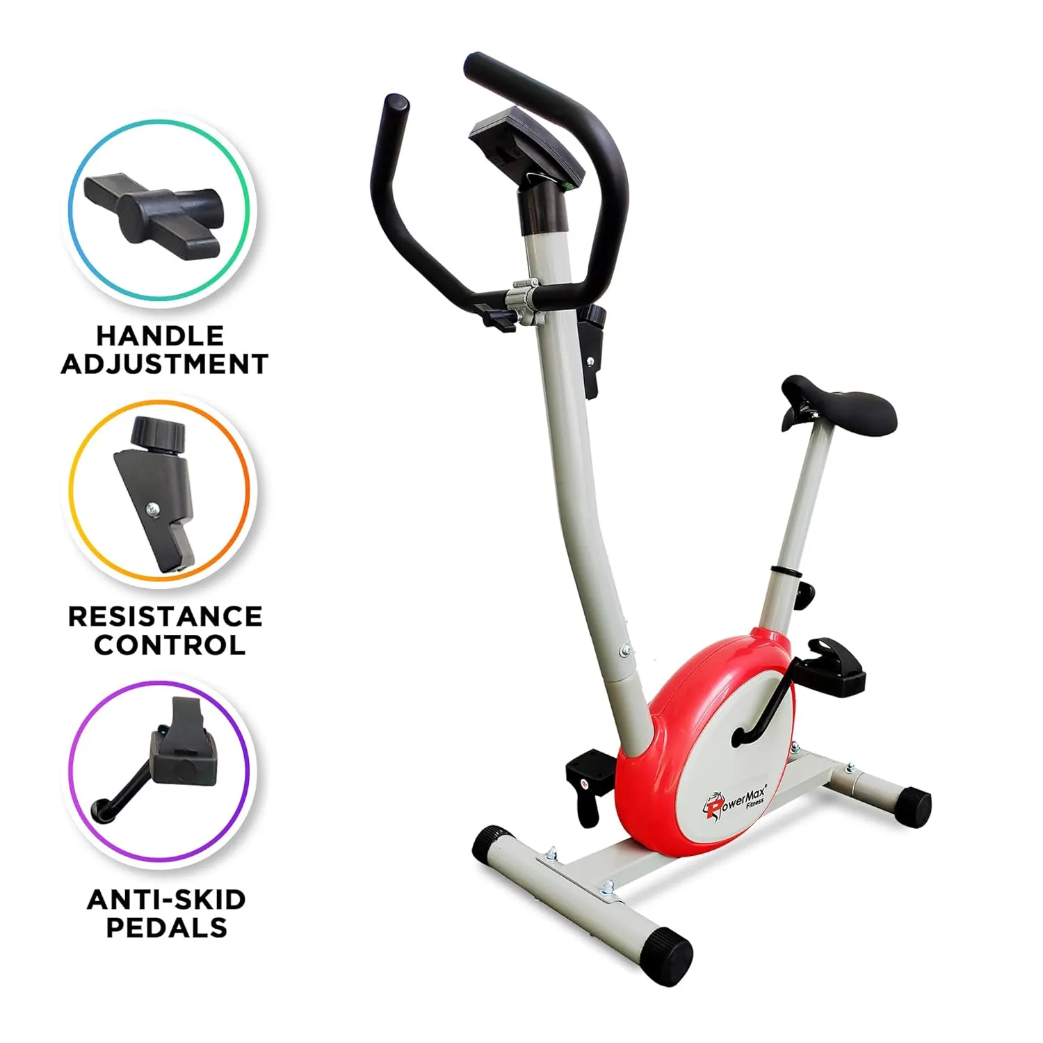 BU-200-AL156 Premiun Upright Exercise Bike for Home Use |HDR foam grip |Comfortable Cusion Seat |Adjustable Height |Exercise Cycle?Max User Wt.100kg |1 PC Crank ? DIY(DO IT YOURSELF)White