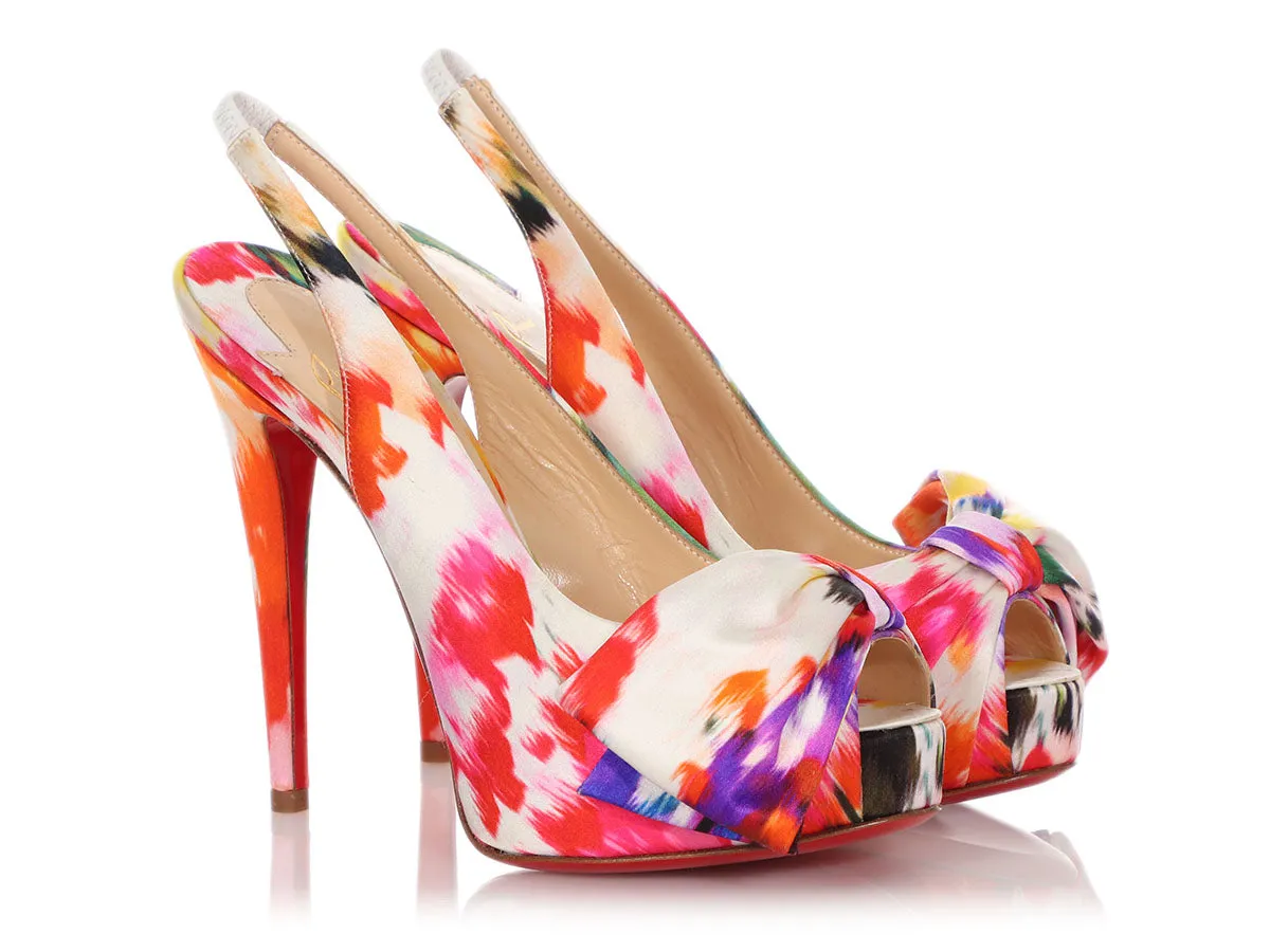 Christian Louboutin Multicolor Satin Vendôme Sling Nodo 120 Pumps