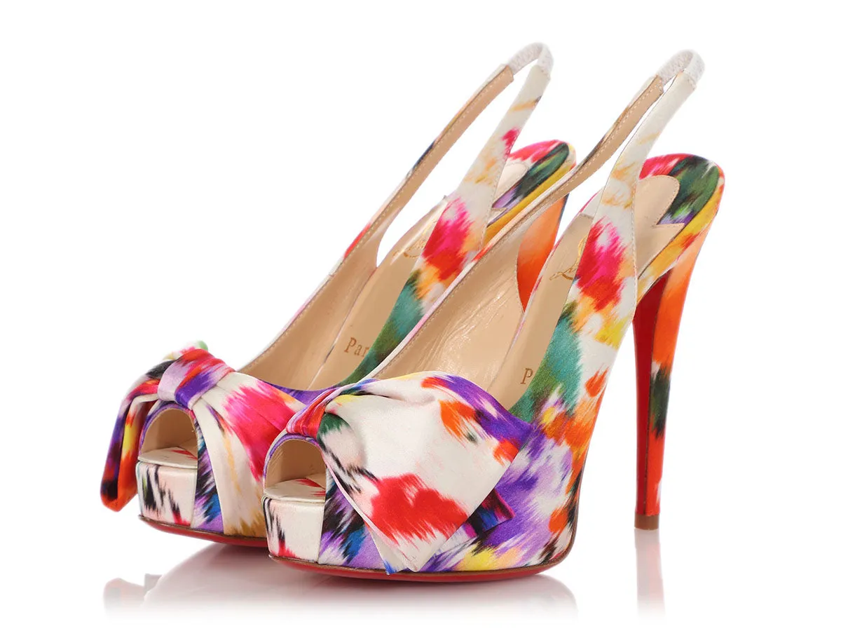 Christian Louboutin Multicolor Satin Vendôme Sling Nodo 120 Pumps