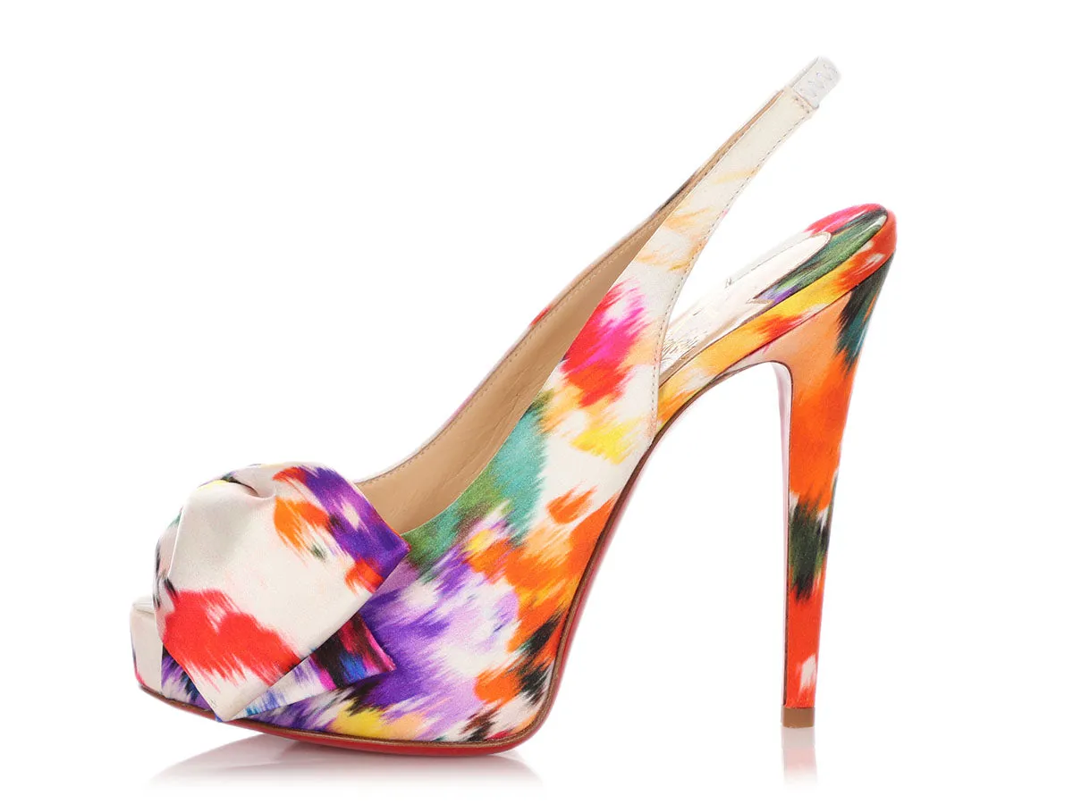 Christian Louboutin Multicolor Satin Vendôme Sling Nodo 120 Pumps