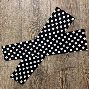 Compression Arm Sleeves in Black/White Polka Dot Print Spandex