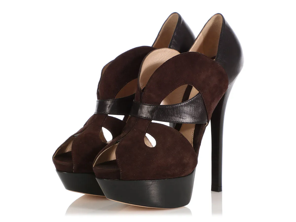 Fendi Black and Brown Butterfly Platform Pumps