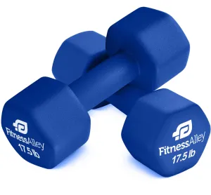 Fitness Alley 17.5lb Hex Neoprene Dumbbells Non Slip Hand Weights Pair Blue