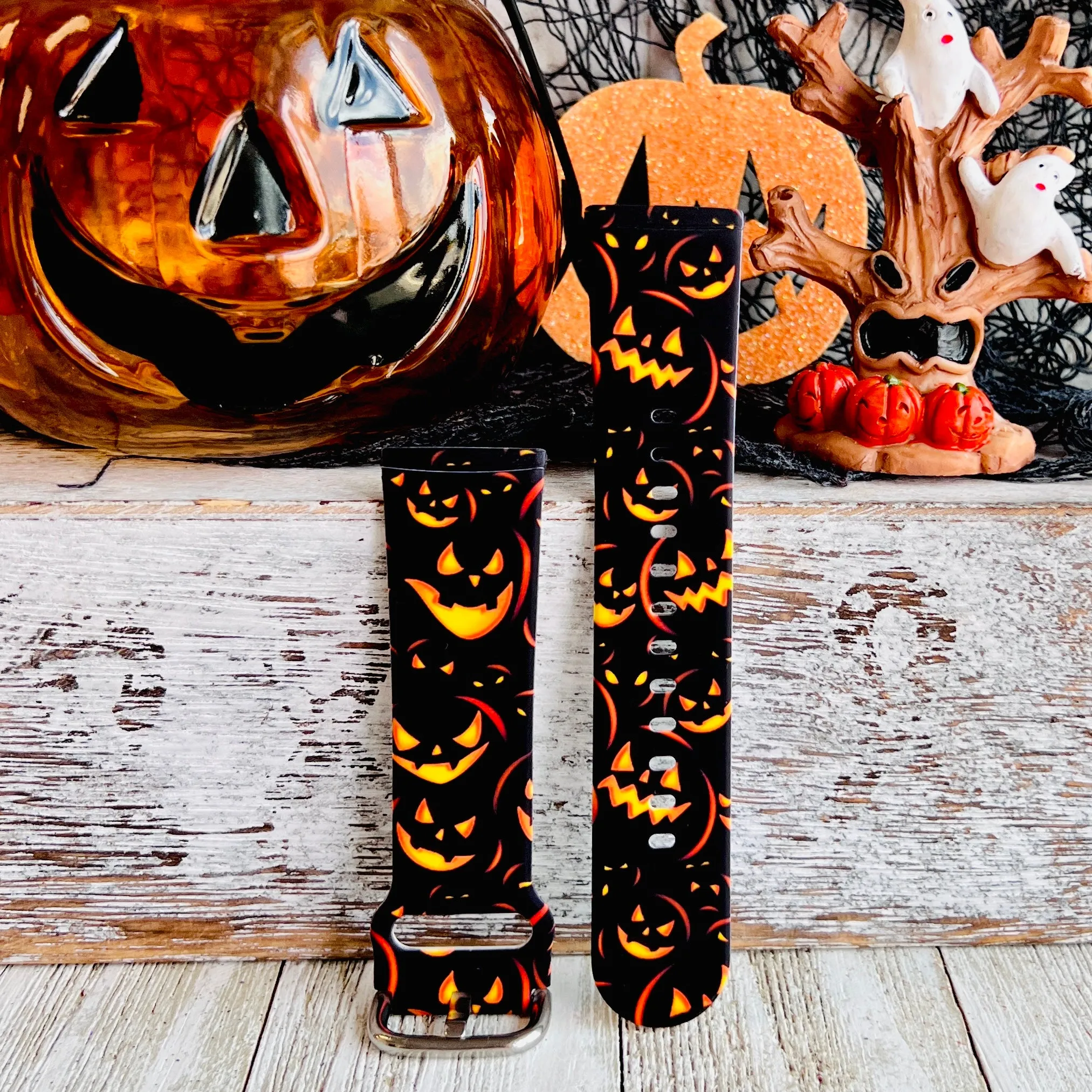 Jack-O-Lantern Print Silicone Band For Fitbit Versa 3/4/Sense