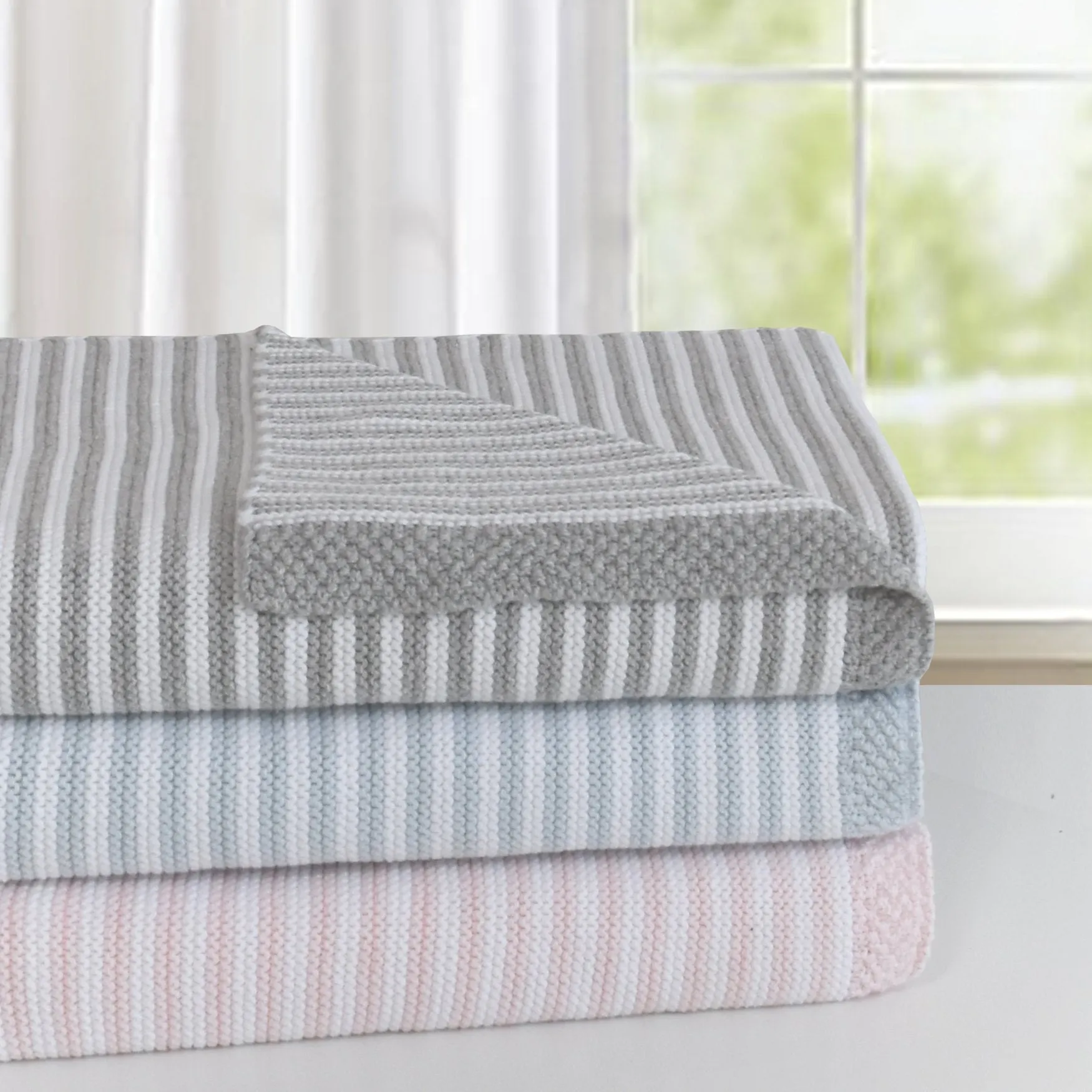 Living Textiles Knitted Stripe Blanket