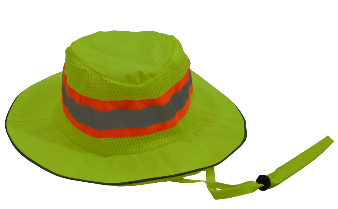 LRH-FB ANSI High Visibility Lime Full Brimmed Ranger Style Hats Sun Bucket Hat