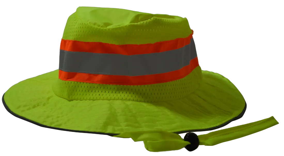 LRH-FB ANSI High Visibility Lime Full Brimmed Ranger Style Hats Sun Bucket Hat