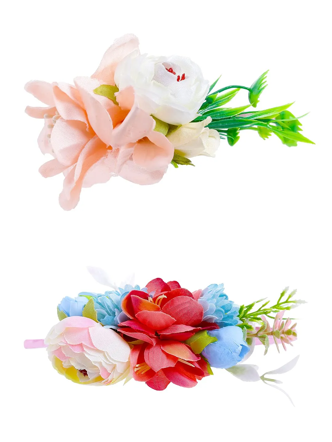 Melbees by Yellow Chimes 2 Set Hair Accessories Imported Floral Hair Band with its 2 PCS Snap Hair Clips and 1PC Printed Ponytail Holders- 2 Sets Hair Accessories for Girls and Kids,