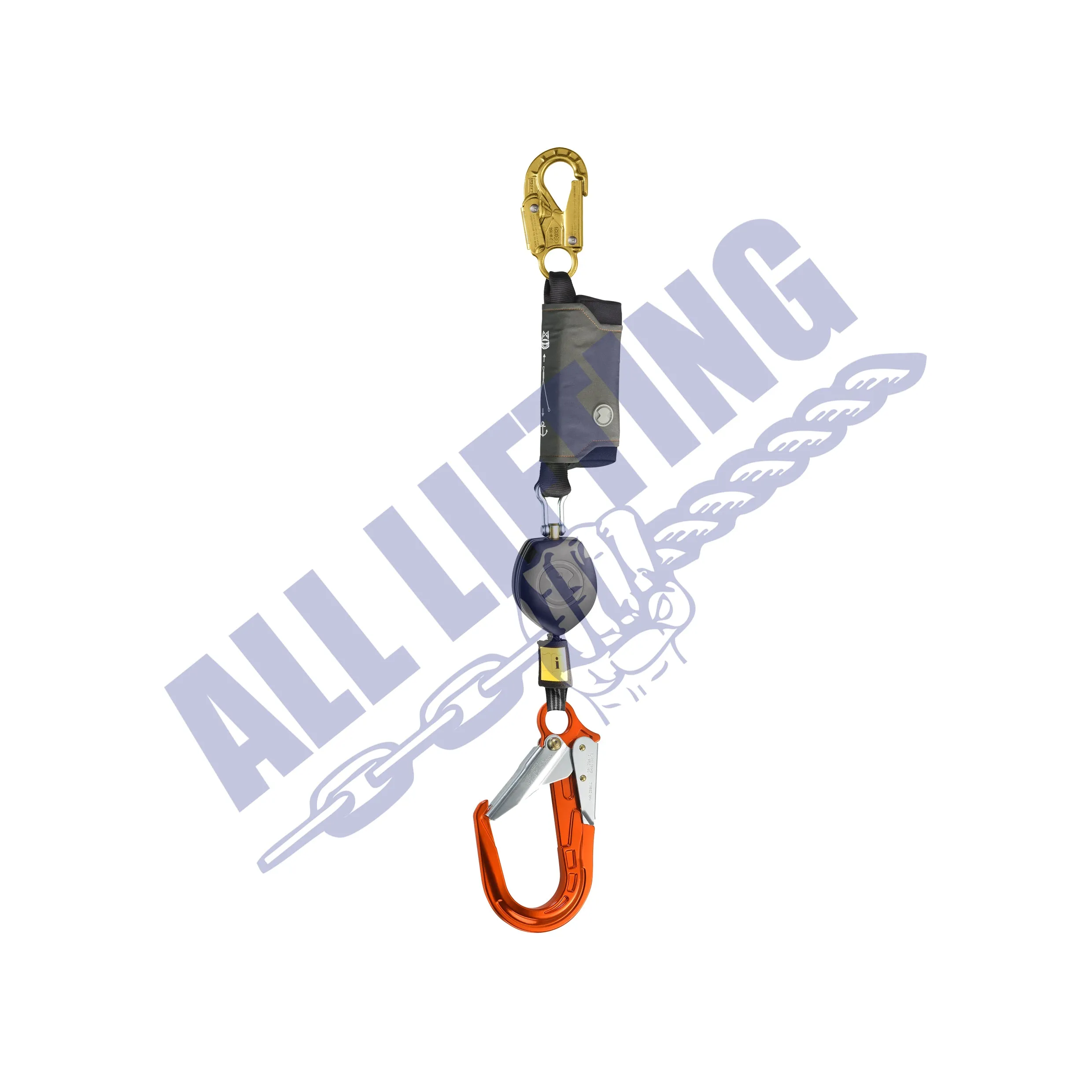 Peanut Single Self Retracting Lanyard with Snap Hook and Aluminum Scaff Hook (Type 2)