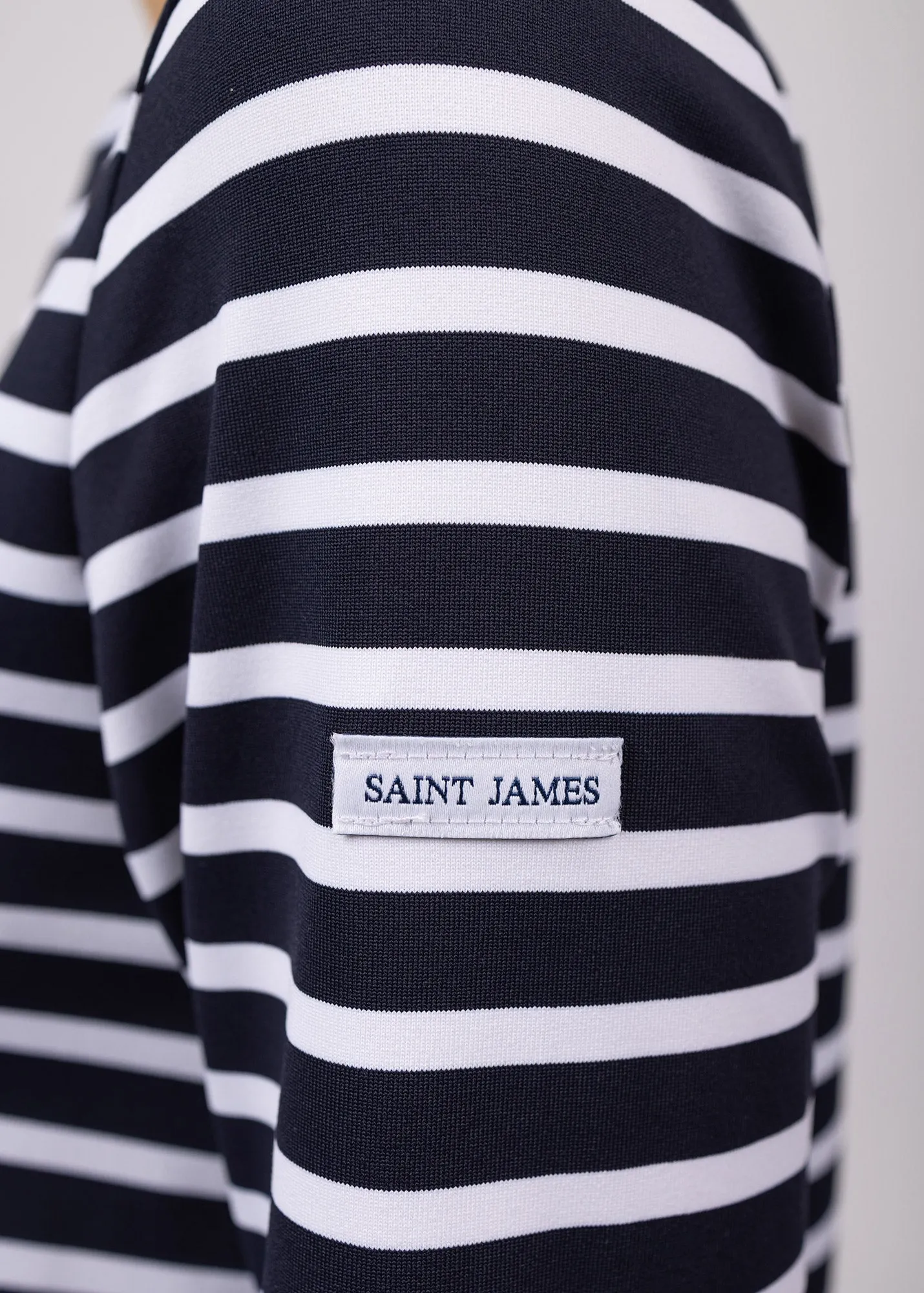 Phare boat neck striped sailor shirt - anti-UV, in jersey (NAVY/NEIGE)