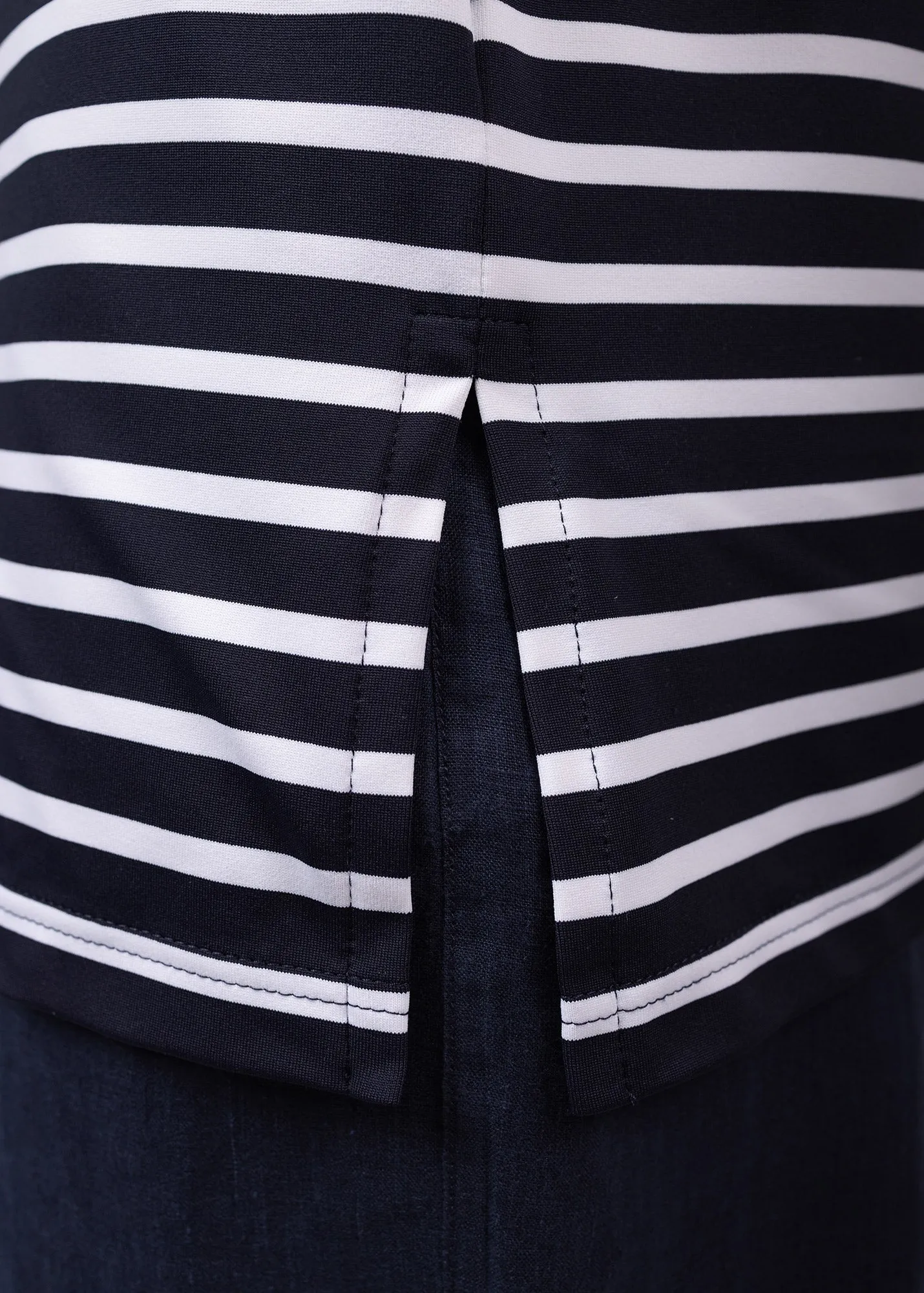 Phare boat neck striped sailor shirt - anti-UV, in jersey (NAVY/NEIGE)