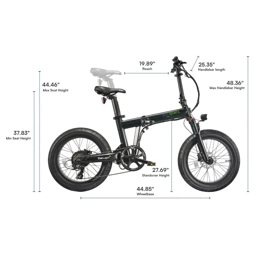 Qualisport 500W 48V Beluga Plus Dual Battery Option Foldable Fat Tire Electric Bike