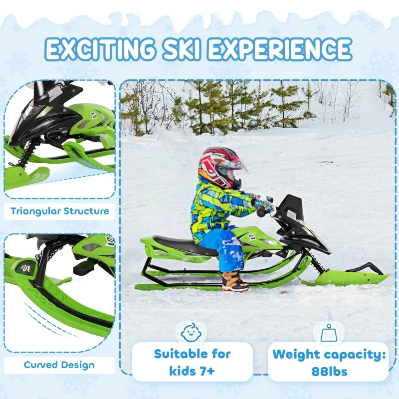 Soozier Snow Racer Sleds for Kids with Padded Rubber Seat - Green & Black