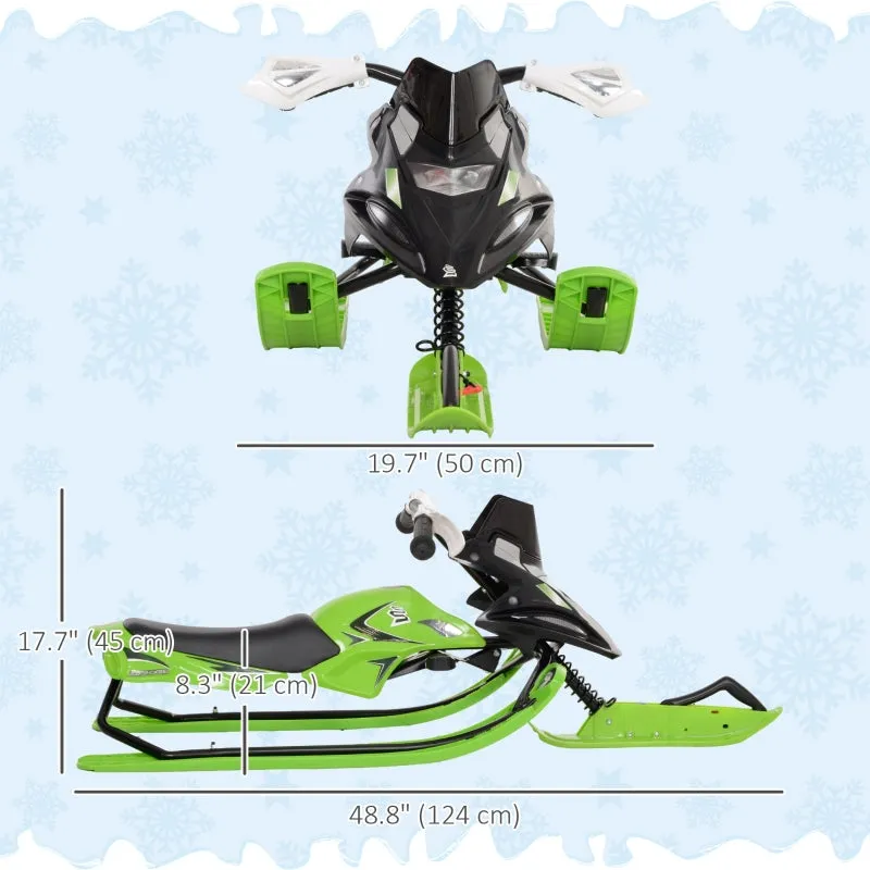 Soozier Snow Racer Sleds for Kids with Padded Rubber Seat - Green & Black