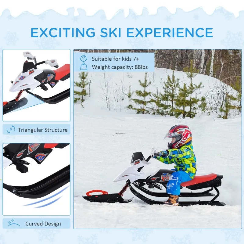 Soozier Snow Racer Sleds for Kids with Padded Rubber Seat - Red & White