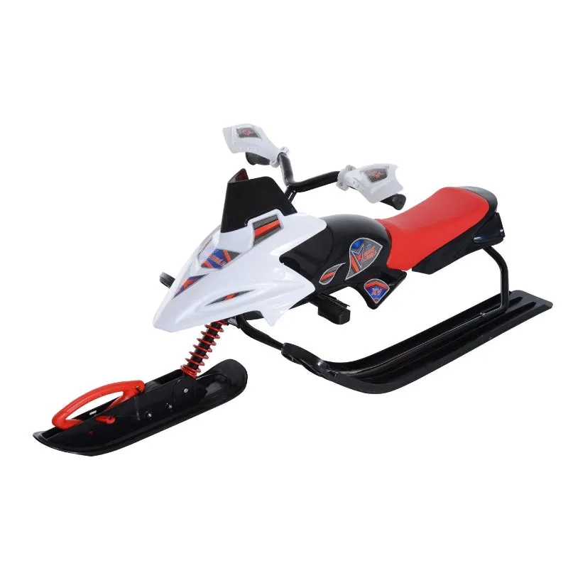 Soozier Snow Racer Sleds for Kids with Padded Rubber Seat - Red & White