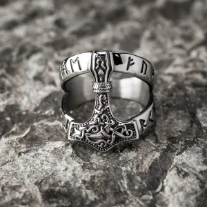 Stainless Steel Open Thor's Hammer Ring