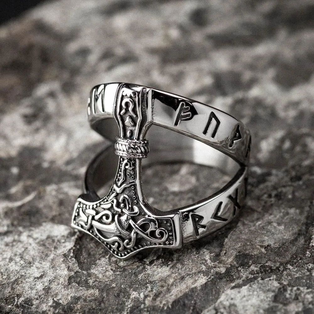 Stainless Steel Open Thor's Hammer Ring