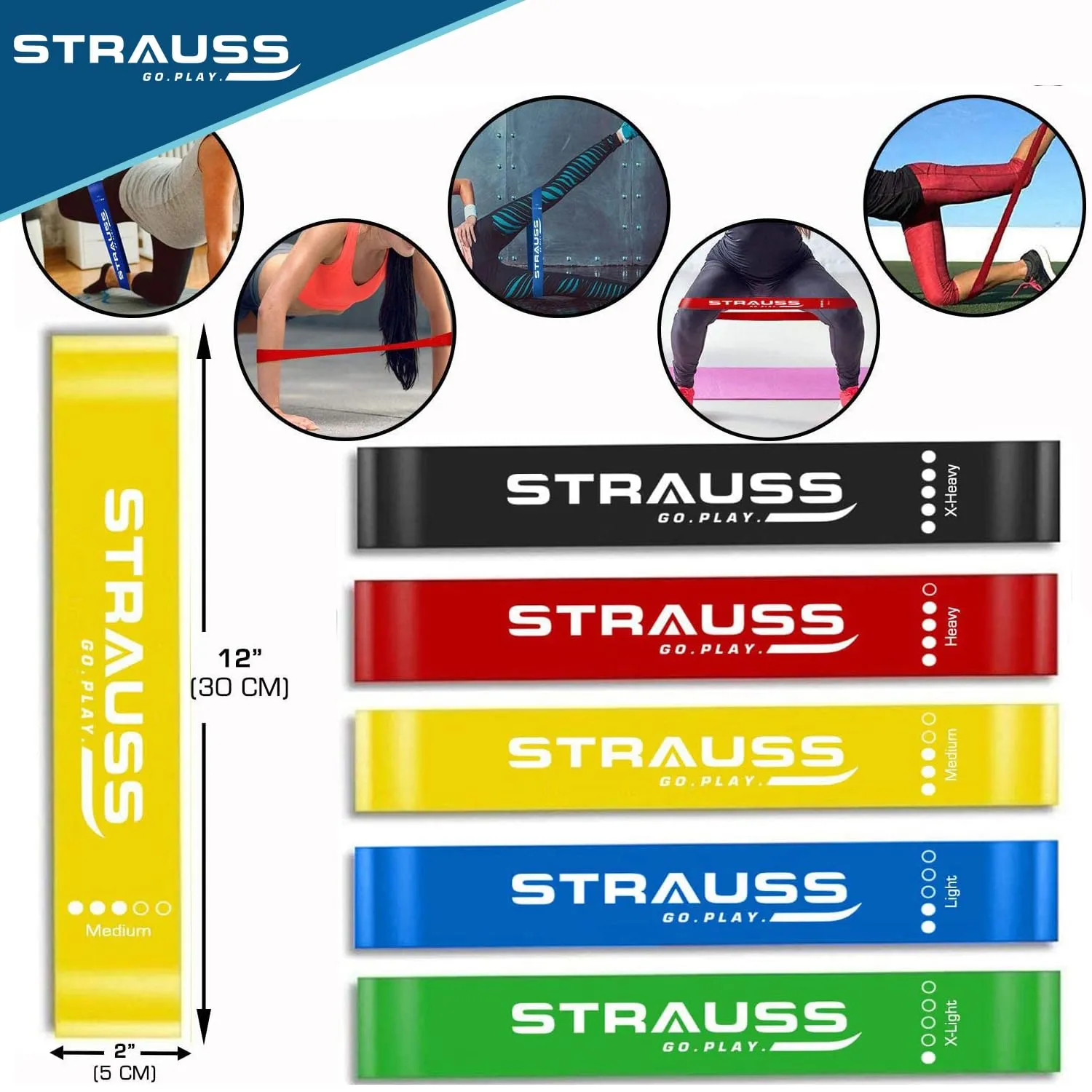 Strauss TPE Resistance Band, Set of 5, (Red)