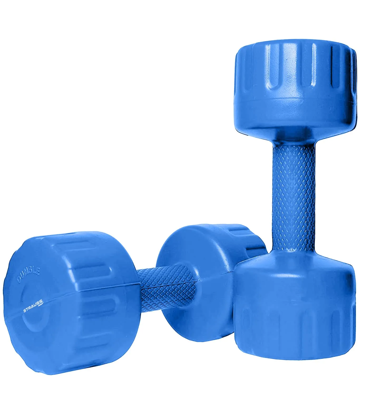 Strauss Unisex PVC Dumbbells Weight for Men & Women | 2Kg (Each)| 4Kg (Pair) | Ideal for Home Workout and Gym Exercises (Blue)