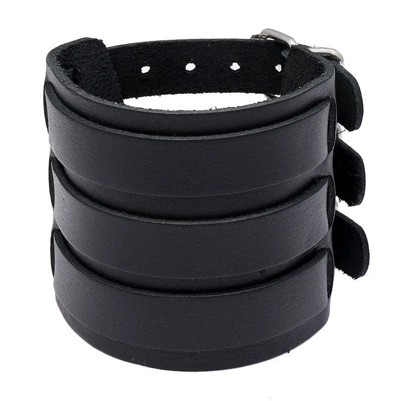 Triple Clasp Leather Armband