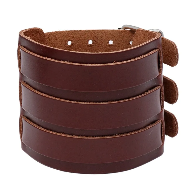 Triple Clasp Leather Armband